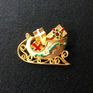 Vintage Mylu Christmas Sleigh Pin/Brooch